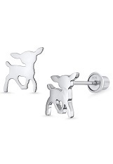 superb deer cubic zirconia sterling silver baby earrings